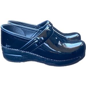 Dansko Professional Black Patent Leather Clogs Shoes Women's Size 38, US 7.5/8